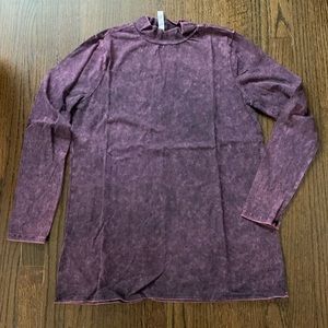 Zenana Women's Acid Wash Purple Long Sleeve Top